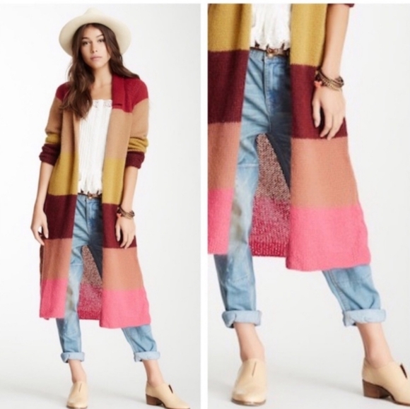 Free People Sweaters - Free People Over The Rainbow Multicolor Long Striped Cardigan Sweater Large